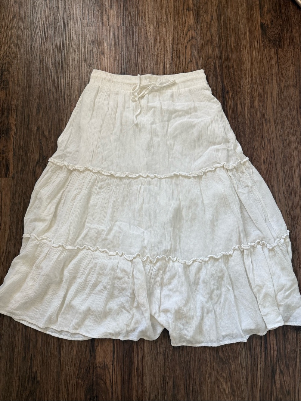 Passport White Tiered Maxi Skirt